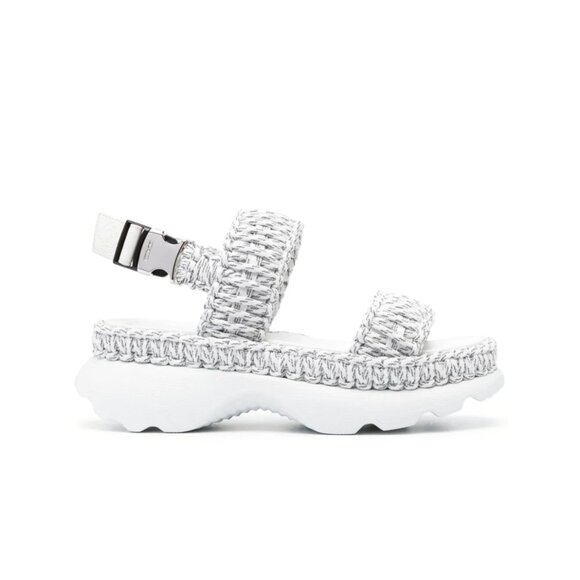 Moncler | Belay Woven Open Toe Sandals in Light Grey - Picture 1 of 8